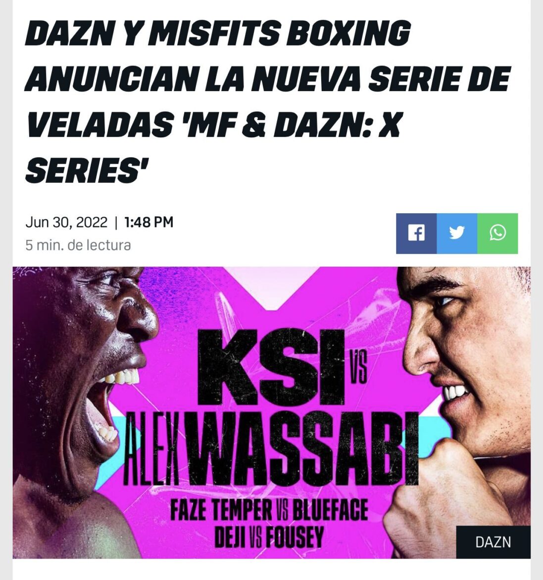 KSI's Boxing Card Leaked By DAZN